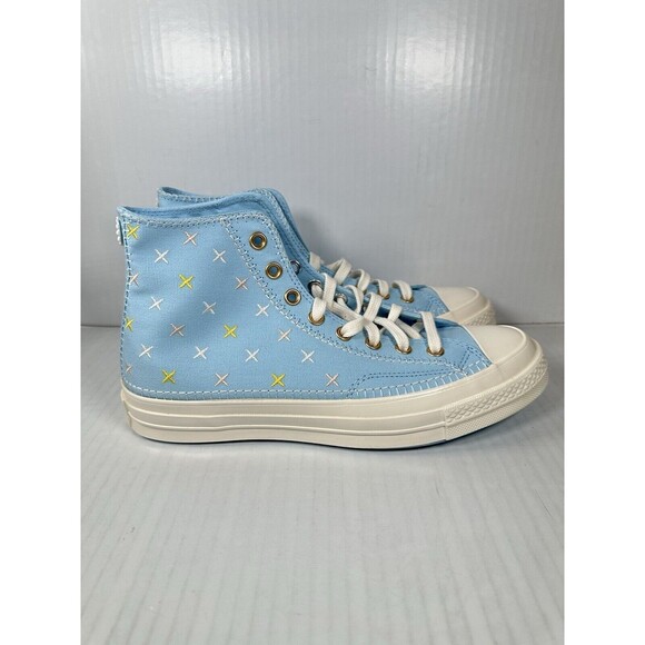 Size 9.5 Mens Converse Chuck 70 HI True Sky Blue Shoes Sneaker A09838C NEW - Picture 2 of 9